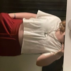 modeled version of the white v-neck crop top